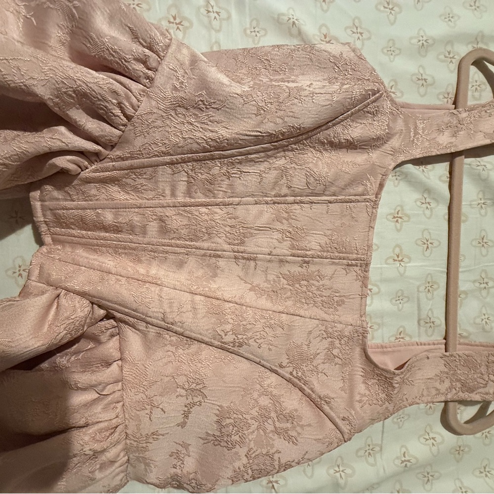 Chic Side Peplum Corset Top. Baby / light pink. New with Tags. - Picture 5 of 10